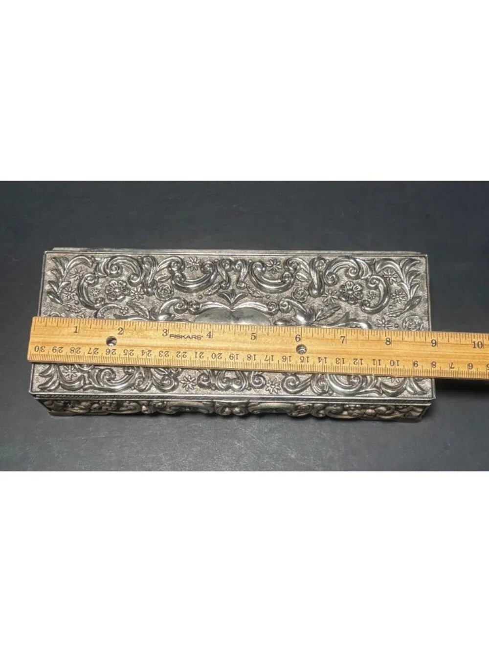 Godinger Silver 1992 Silverplate Jewelry Box Embossed Floral Vintage Decor